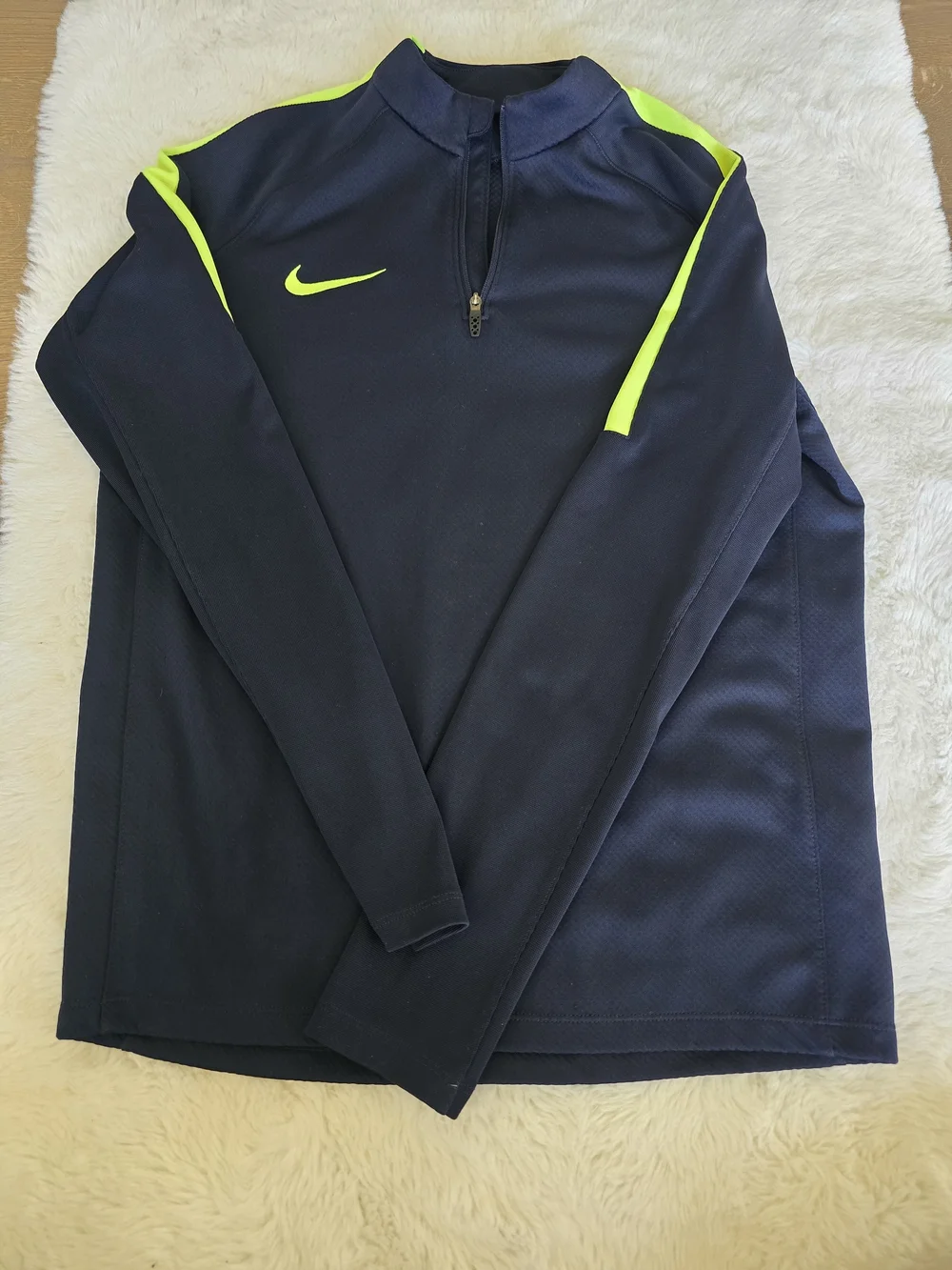 Nike Boy's Navy Long-Sleeve Training Top with Volt Stripe